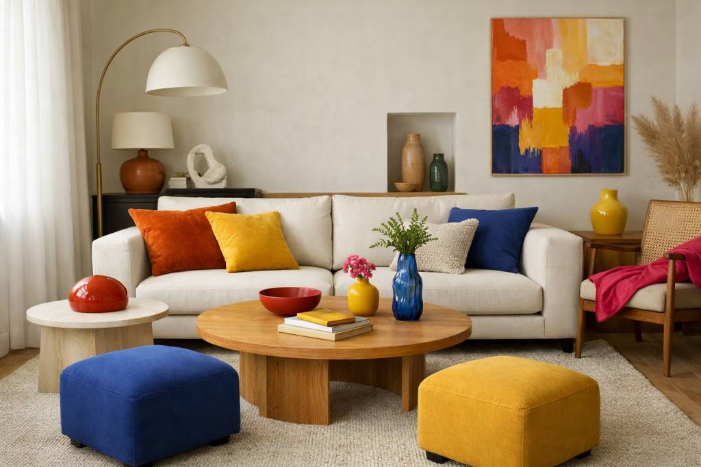 Comment mixer les couleurs neutres et les touches vives dans votre salon sans fausse note